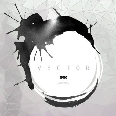 Mürekkep çizim vektör yuvarlak çerçeve