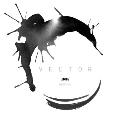 Mürekkep çizim vektör yuvarlak çerçeve