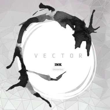 Mürekkep çizim vektör yuvarlak çerçeve