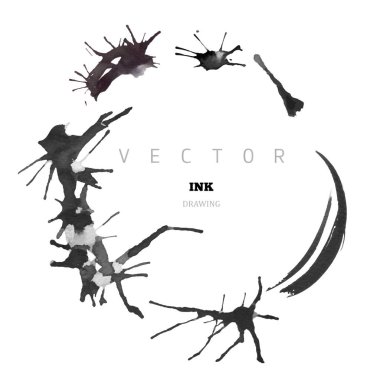 Mürekkep çizim vektör yuvarlak çerçeve