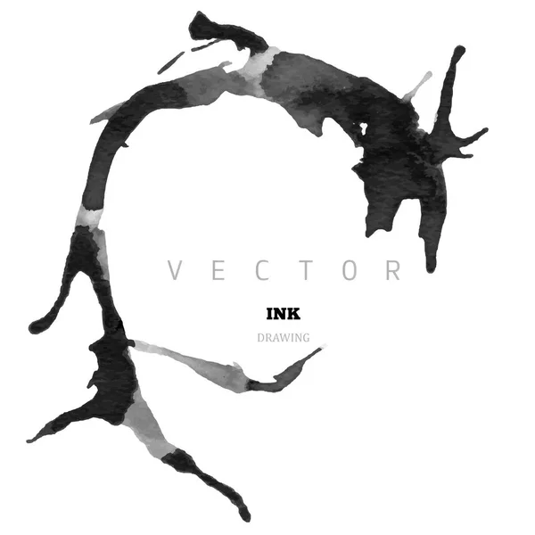 Dibujo de tinta vector marco redondo — Vector de stock