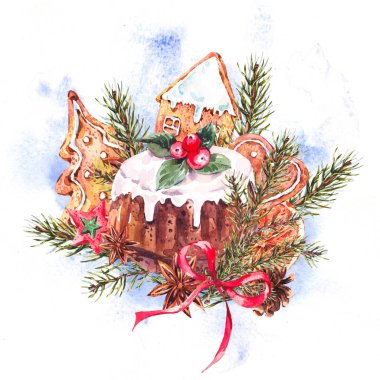 Holly ile suluboya Noel kek