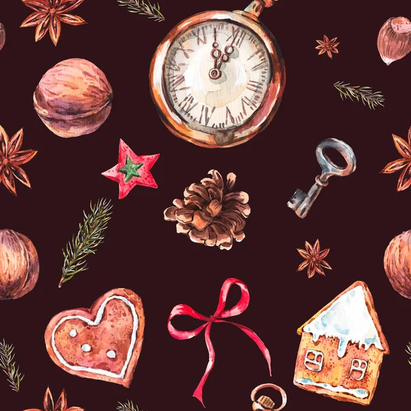 Christmas seamless pattern with gingerbread cookies — Stock Photo, Image