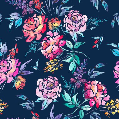 Kırmızı gül ile suluboya çiçek sorunsuz sınır