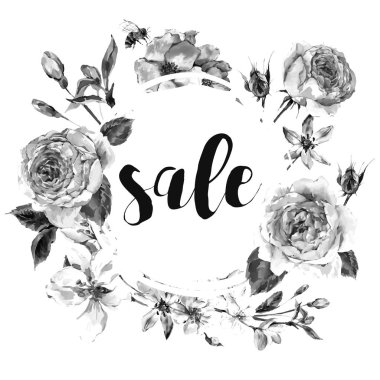 Vektör bahar vintage çiçek satışı kartı