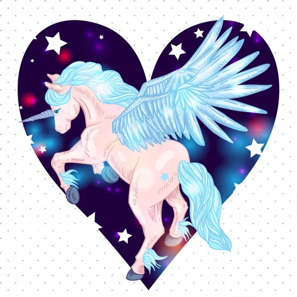 Vector illustration of of winged pegasus — Stock Vector