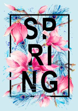 Dikey çerçeve çiçek Manolya ile