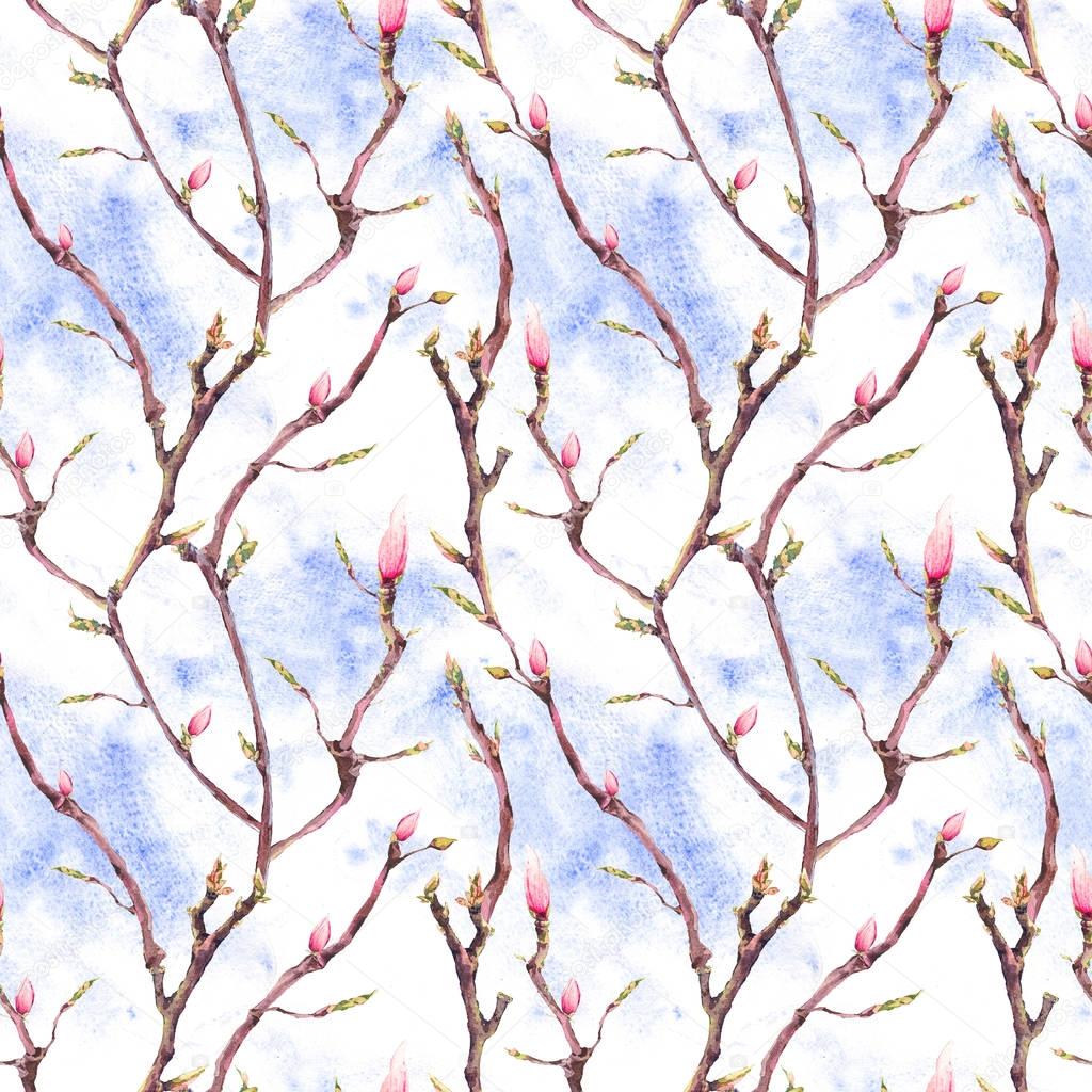 Seamless Pattern with Blooming Tree Branches