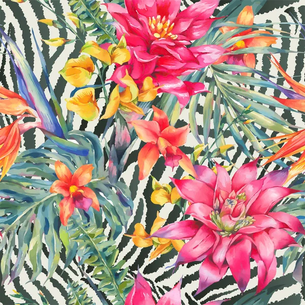 Vecteur vintage floral tropical motif sans couture . — Image vectorielle