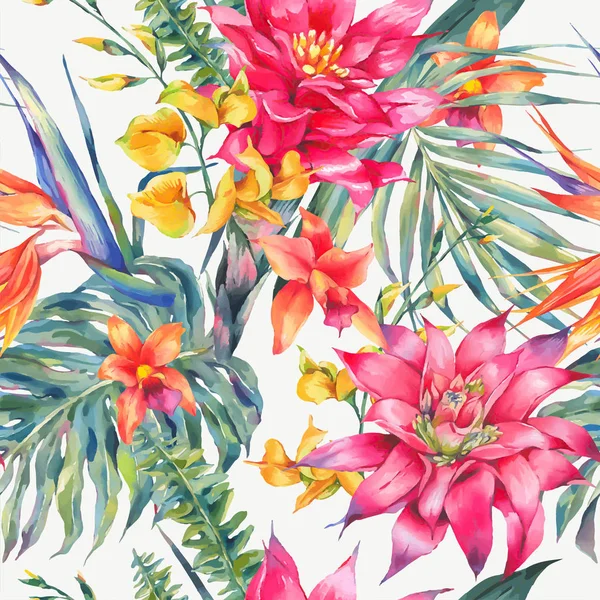 Vektor vintage květinovým tropické vzor bezešvé. — Stockový vektor