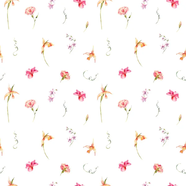 Watercolor floral tropical seamless pattern. — Stock Photo, Image
