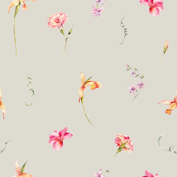 Watercolor floral tropical seamless pattern. — Stock Photo, Image