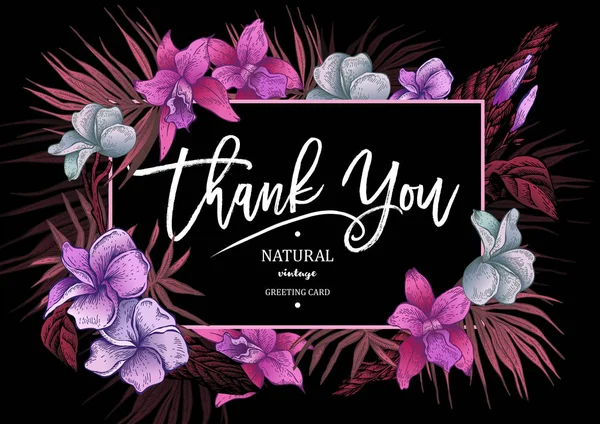 Carte de voeux floral vintage tropical d'été — Image vectorielle