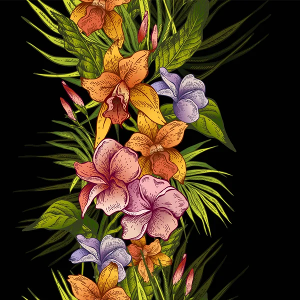 Wektor vintage kwiatowy tropikalny wzór bez szwu — Wektor stockowy