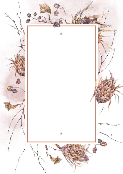 Watercolor vintage botanical frame — Stock Photo, Image