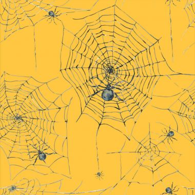 Cadılar Bayramı seamless modeli siyah örümcek ve web