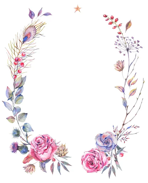 Floral greeting wreath with roses