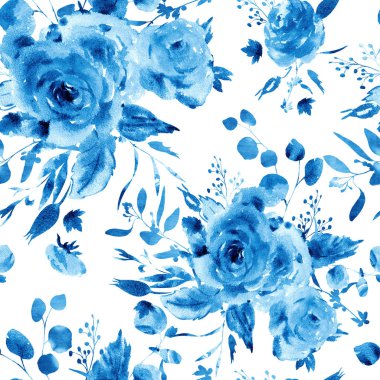 Çiçeksiz suluboya desen. Kırmızı, sarı, suluboya gül