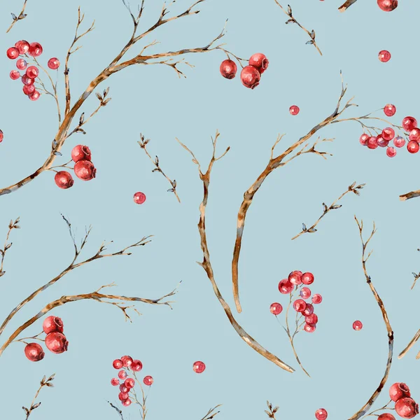 Watercolor Christmas natural seamless pattern of tree branches, — Stock Photo, Image