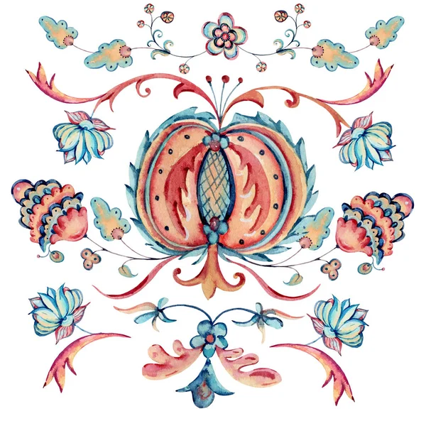 水彩自然花の装飾グリーティングカード、手描き — ストック写真
