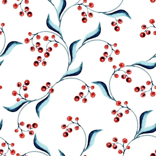 Aquarelrode bessen naadloos patroon, siertextuur — Stockfoto