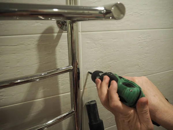 Man Working Drill — Stock Photo, Image