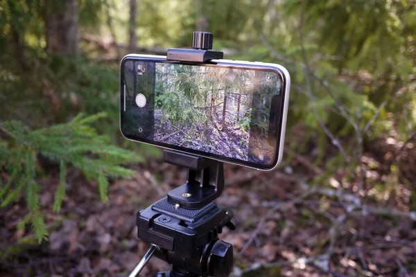 Smartphone Halterung Auf Einem Stativ — Stockfoto