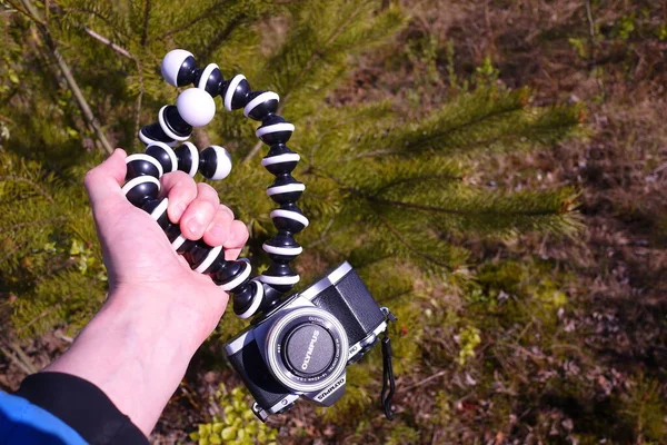 Tripé Flexível Para Câmara Detalhes Close — Fotografia de Stock