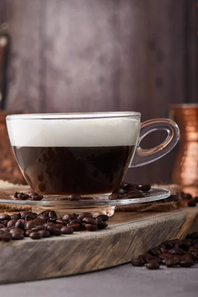 Cappuccino Una Bevanda Base Caffè Espresso Schiuma Latte Vapore Base — Foto Stock