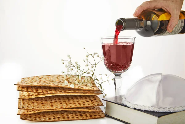 Concepto Celebración Pesah Fiesta Pascua Judía Fondo Con Flores Blancas —  Fotos de Stock