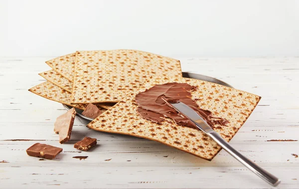 Pessach Feier Konzept Jüdischer Pessach Feiertag Hintergrund Des Matzoch Mit — Stockfoto