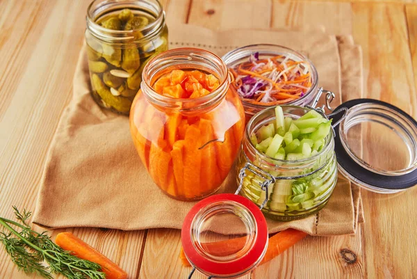 Fermented preserved vegetarian food concept. — Stock Photo, Image