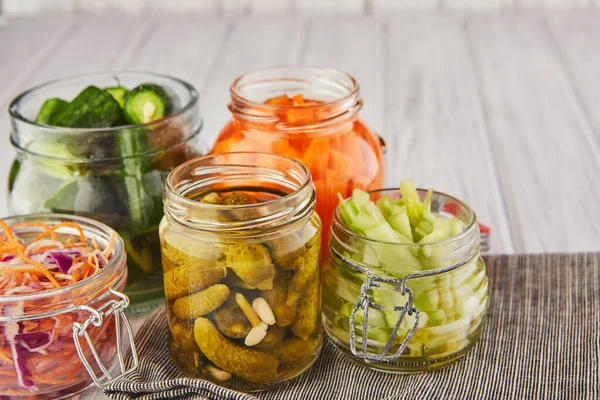 Fermented preserved vegetarian food concept. — Stock Photo, Image