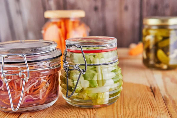 Fermented preserved vegetarian food concept. — Stock Photo, Image