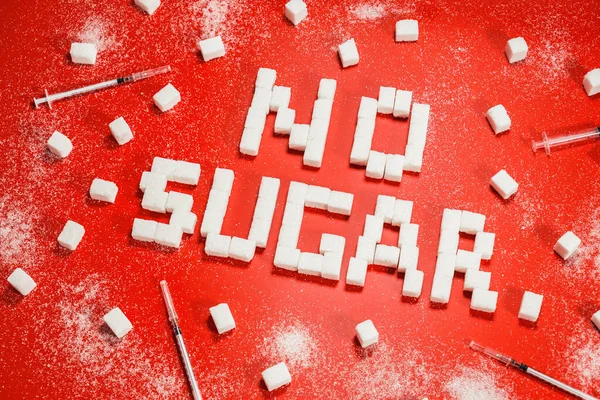 没有糖 糖尿病和糖瘾 一种坏习惯的危险 — 图库照片
