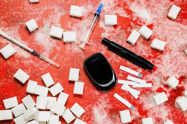 砂糖なし 糖尿病とキャンディーへの中毒 悪い習慣の危険性 — ストック写真