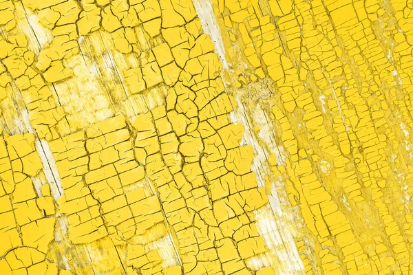 Praskliny Žluté Barvě Dřevěném Pozadí Stará Loupaná Textura Stěny — Stock fotografie