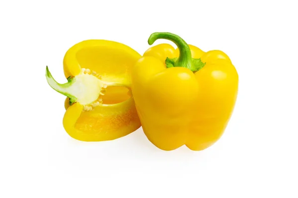 Sweet bell pepper on a white background, yellow paprika isolate — Stock Photo, Image