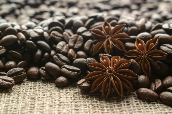 Coffee beans, coffee with spices. Anise stars