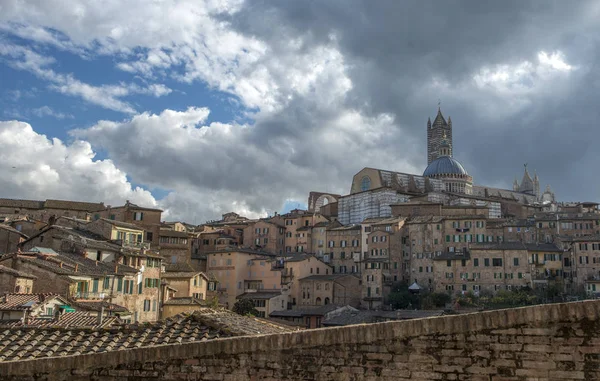 Panoramiczny widok z Santa Maria catedral, Siena, Toskania, Włochy — Zdjęcie stockowe