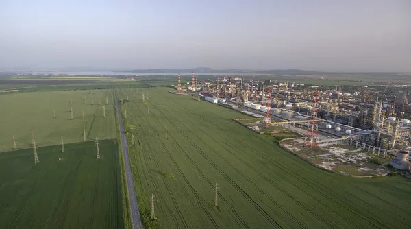 Olie fabriek luchtfoto — Stockfoto