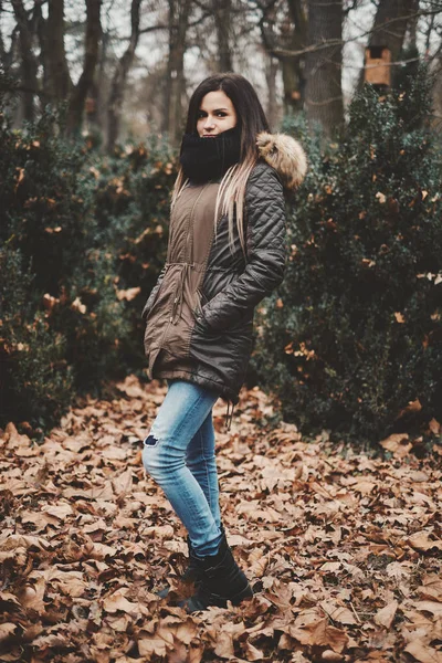 Retrato de inverno de mulher jovem — Fotografia de Stock