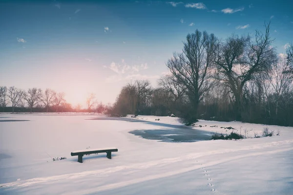 Vintern frozen lake — Stockfoto