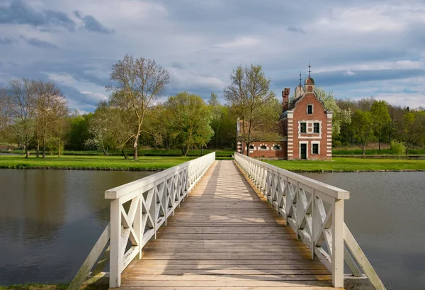 Old chapel and bridge in the park — Stock Photo, Image
