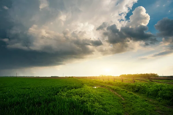 Nuvole di tempesta sul campo — Foto Stock