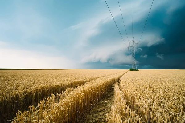 Tormenta sobre el campo de trigo —  Fotos de Stock