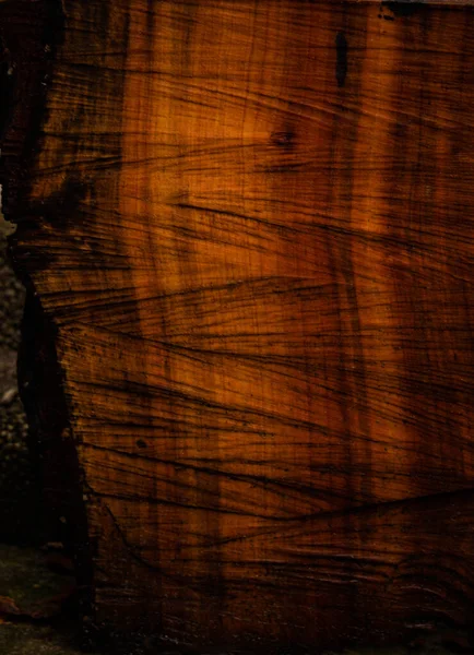 Pezzo di legno marrone scuro testurizzato in luce soffusa — Foto Stock