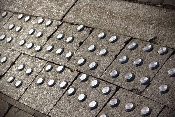 Pavement Border Grey Texture Metal Circles Blind — 图库照片