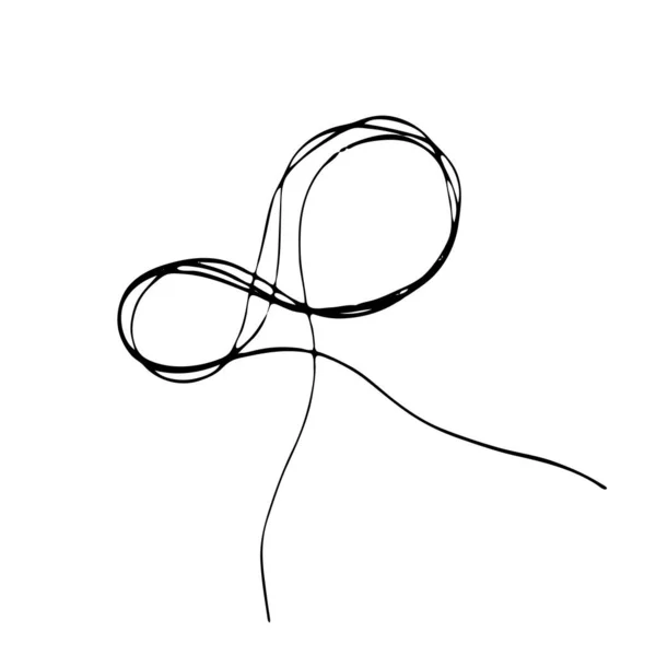 Запутанные нити. Знак бесконечности, нить восемь. Черная линия абстрактный рисунок каракули. Хаотичные каракули. Векторная EPS 10 — стоковый вектор