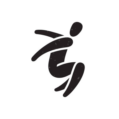 Beyaz arka planda hızla izole edilmiş insanlar. Erkek kadın çocuk silueti. Trambolin parkı, parkur konsepti. Eps 10